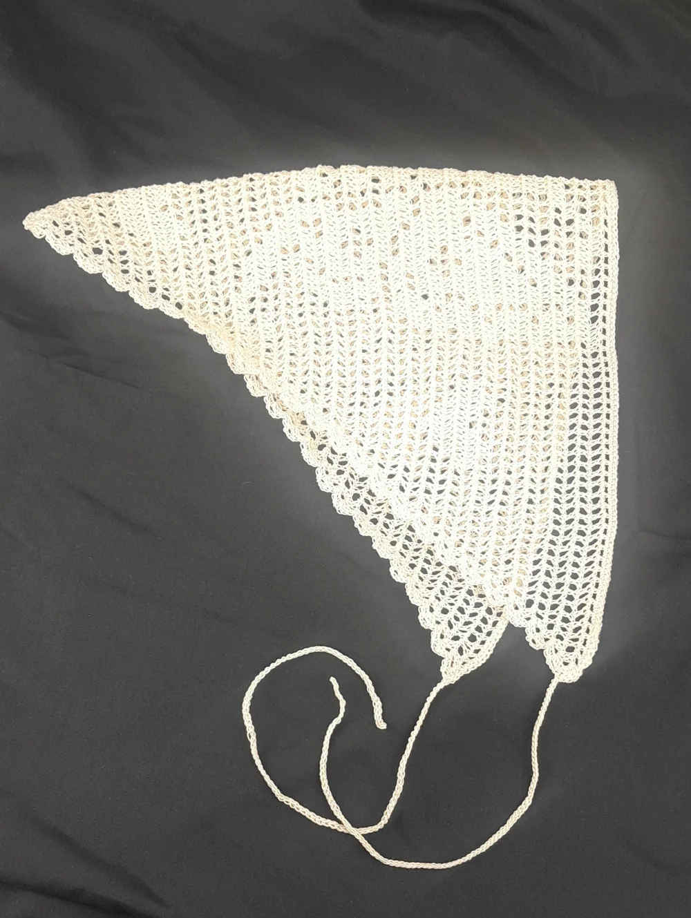 Handcrafted Cream Crochet Butterfly & Hearts Head Bandana Kerchief Tie Back